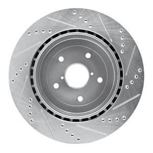 Subaru Impreza Brake Rotor (1) - Rear Left - R1 Concepts - Drilled & Slotted - Silver - `05-`07